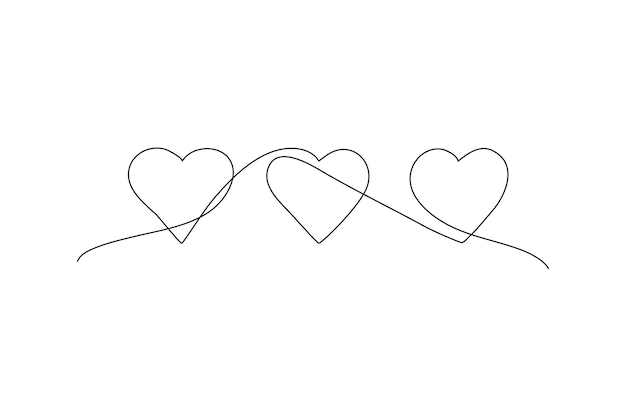Dibujo de línea continua simple de amor o forma de corazón Concepto de San Valentín simple Línea simple corazón San Valentín Línea continua