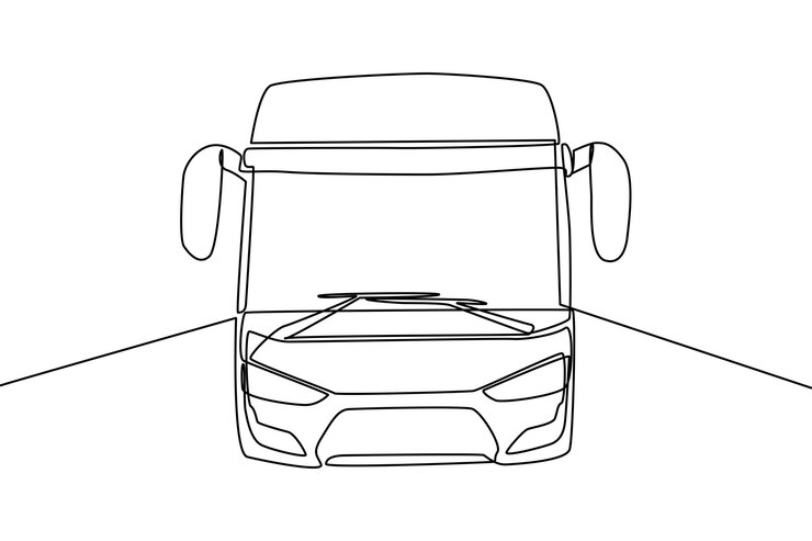 Vector dibujo de línea continua simple de la cara del autobús concepto minimalista de transporte de línea simple