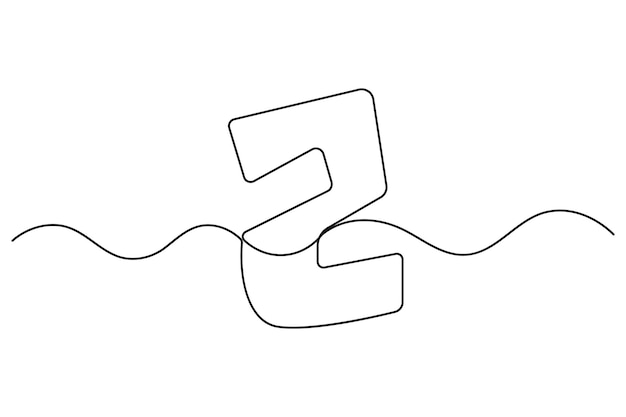 Dibujo de línea continua simple del número dos