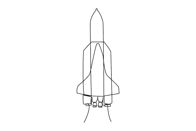 Dibujo de línea continua simple de roket Tecnología tecnología de concepto minimalista línea simple vector de línea continua