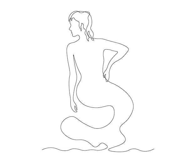 Dibujo de una línea continua de sirena abstracta