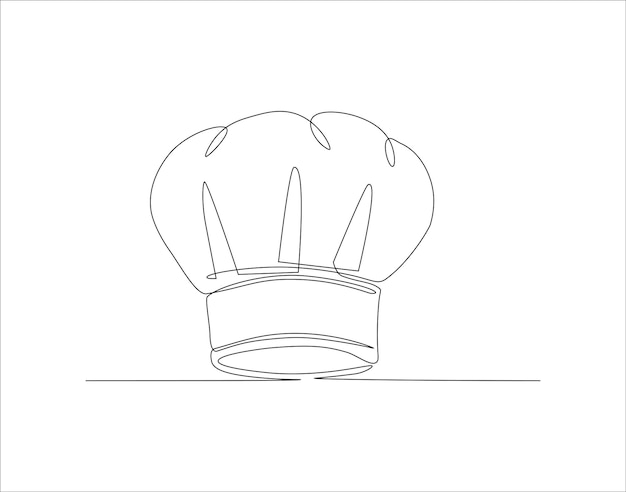Dibujo de línea continua del sombrero de chef Una línea del sombrer de chef Sombrero de cocinero Arte de línea continua Contorno editable