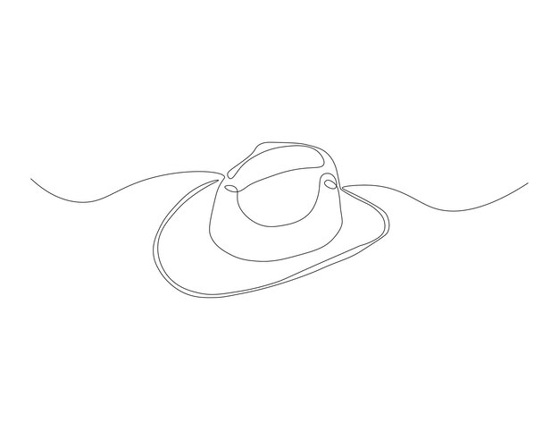 Dibujo de línea continua de sombrero de vaquero Una línea de sombrerito de vaqueo Arte de línea continua del vaquero Contorno editable