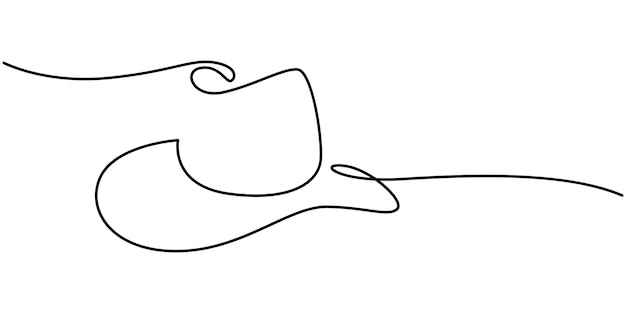 Dibujo de línea continua de sombrero de vaquero Una línea de sombrerito de vaqueo Arte de línea continua del vaquero Editable