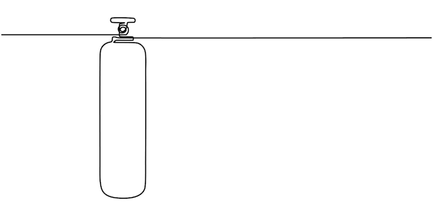 un dibujo de línea continua del tanque de gas cilíndricoun dibujo de la línea del tanques de gas cilíndrico