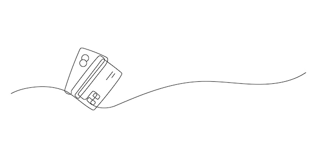 Dibujo de línea continua de tarjeta de crédito bancaria sobre fondo blanco Diseño mínimo de la esfera bancaria