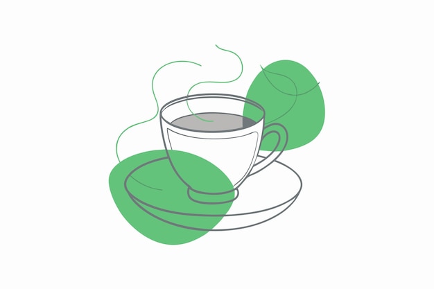 Dibujo de línea continua de la taza de café diseño minimalista