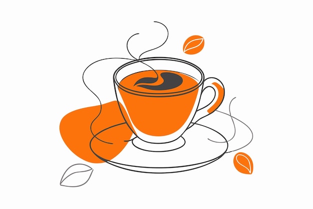Dibujo de línea continua de la taza de café diseño minimalista