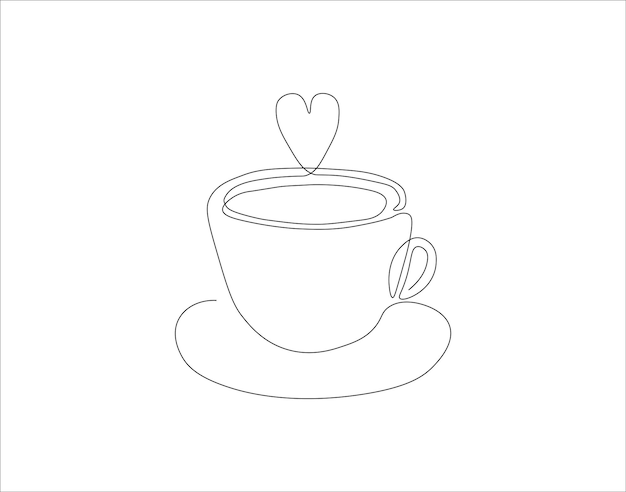 Dibujo de línea continua de taza de café Una línea de café Una taza de cafea Arte de línea continua Esbozo editable