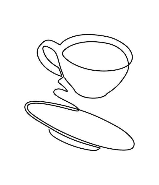 Vector dibujo de linea continua taza de cafe