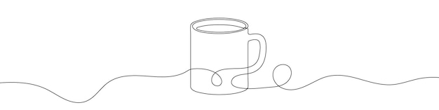 Vector dibujo de línea continua de taza el icono de una línea de la taza fondo de dibujo de una línea