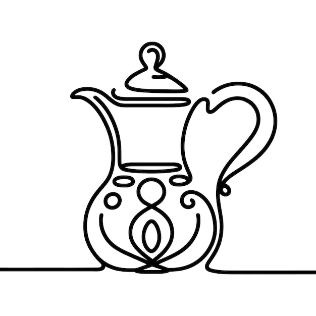 Dibujo de línea continua de la tradicional cafetera arábiga