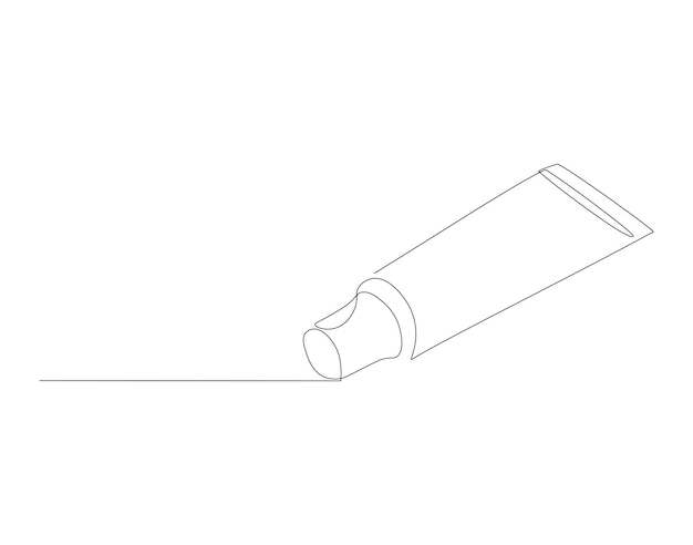 Vector dibujo de línea continua del tubo de pasta dental una línea de pasta dental concepto de salud dental arte de línea continua esbozo editable