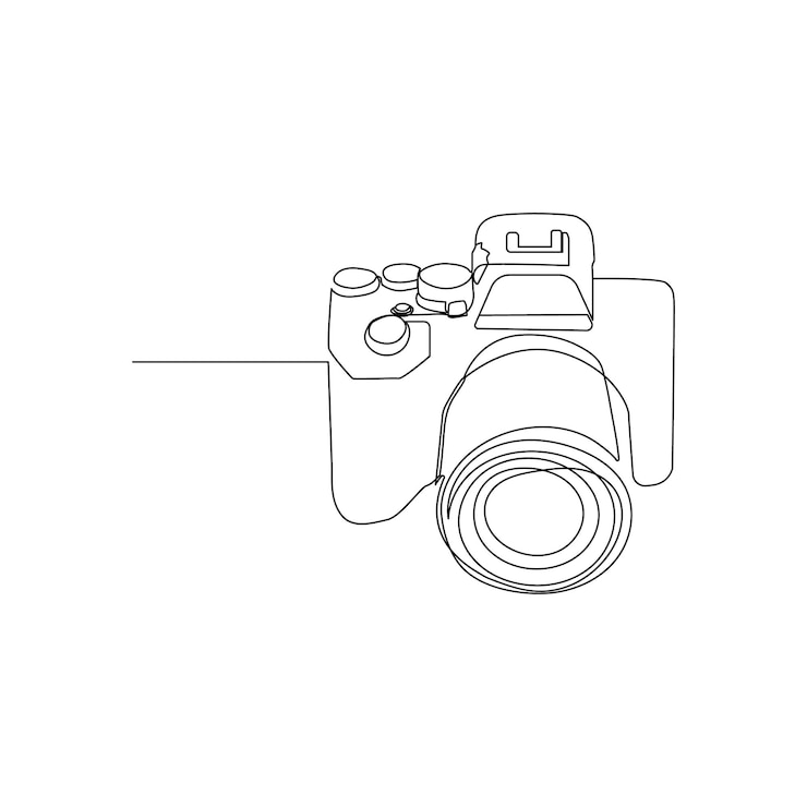 Vector dibujo de línea continua única de la cámara diseño de dibujo de línea contínua ilustración vectorial gráfica