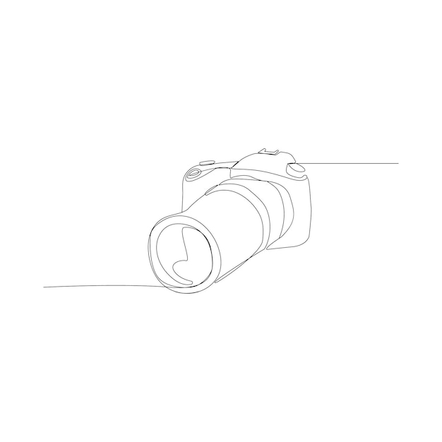 Dibujo de línea continua única de la cámara Diseño de dibujo de línea contínua Ilustración vectorial gráfica