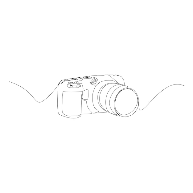 Dibujo de línea continua única de la cámara Diseño de dibujo de línea contínua Ilustración vectorial gráfica
