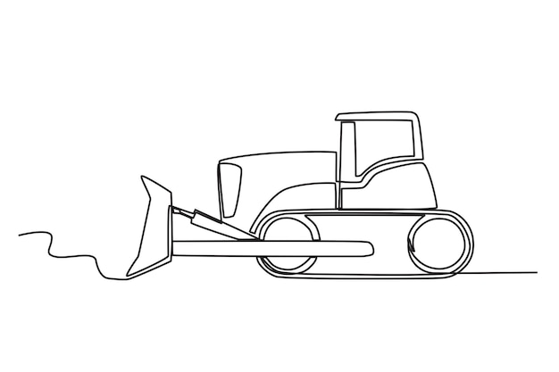 Dibujo de línea continua única de la excavadora Dibujo dinámico de línea única diseño gráfico vector ilustración