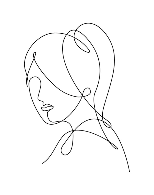 Dibujo de línea continua única hermoso retrato mujer cara abstracta vector modelo bastante sexy