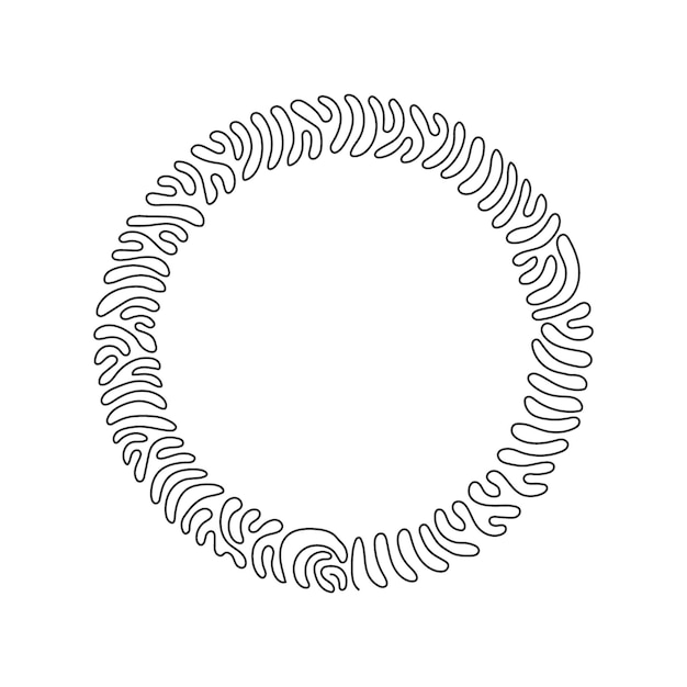 Dibujo de línea continua única icono de círculo de diseño plano forma geométrica negra objeto redondo moderno