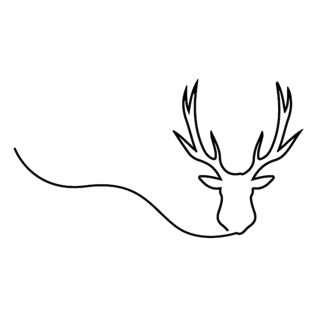 Dibujo de línea continua única de la ilustración vectorial del ciervo de cabeza de elegancia