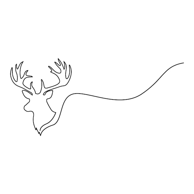 Dibujo de línea continua única de la ilustración vectorial del ciervo lindo de elegancia