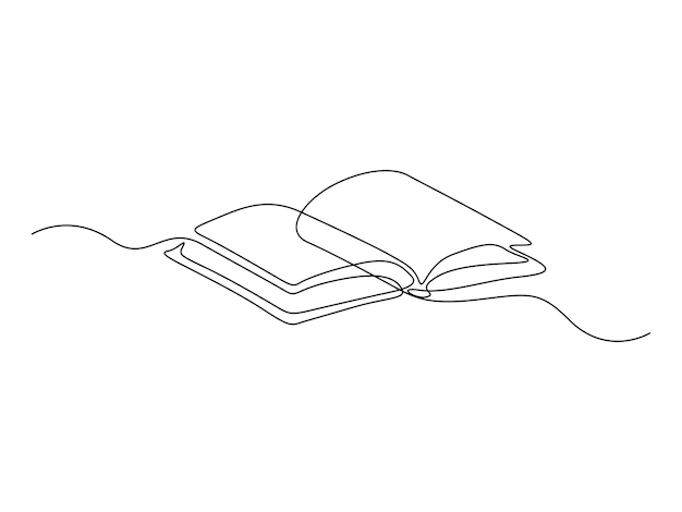 Dibujo de línea continua única de la ilustración vectorial de libro abierto