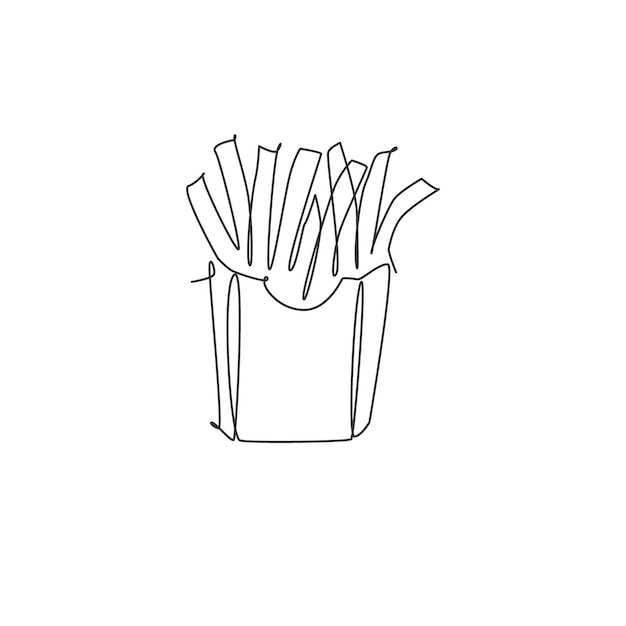 Dibujo de línea continua única del logotipo estilizado de la tienda de papas fritas Emblema del restaurante de comida rápida