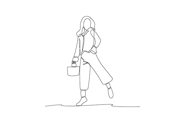 Dibujo de línea continua única de mujer uso estilo de moda moderno icono de estilo de moda boutique estilo Swirl curl estilo dinámico dibujo de una línea diseño gráfico ilustración vectorial