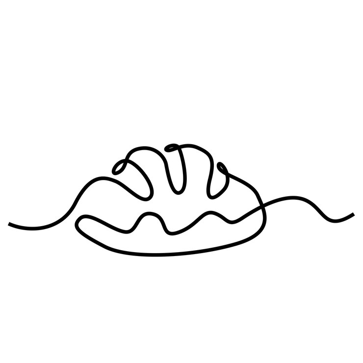 Dibujo de línea continua única de pastelería de panadería dulce recién horneada estilizada en línea continua mínima