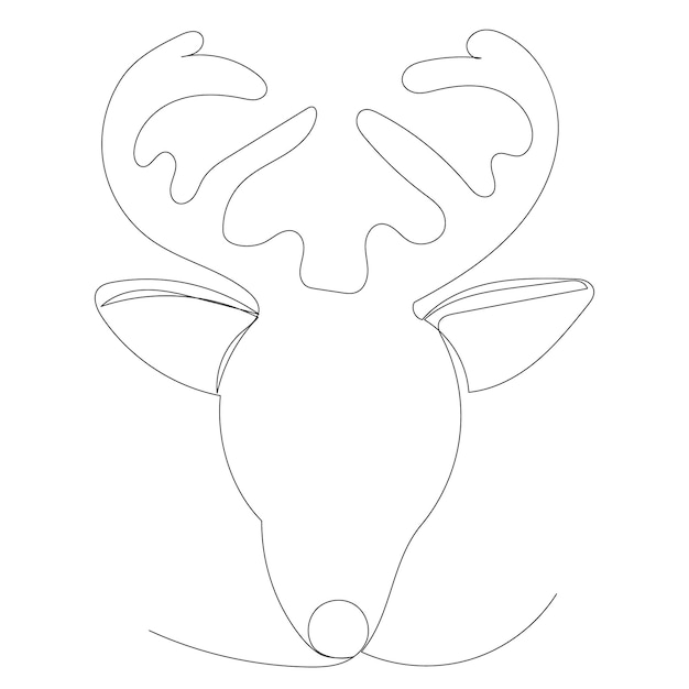 Dibujo de línea continua única de retrato de ciervo, aislado