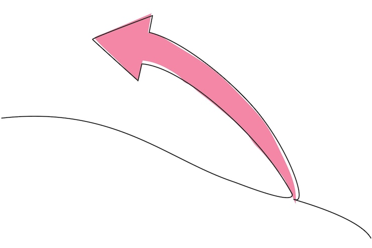 Vector dibujo de línea continua única del símbolo de forma de flecha de dirección hacia atrás deshacer vector de icono de acción