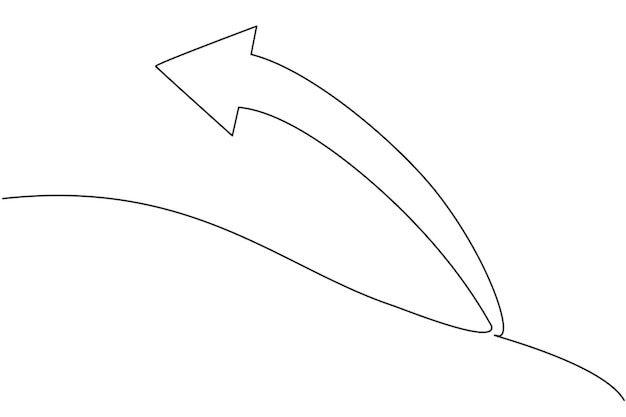 Dibujo de línea continua única del símbolo de forma de flecha de dirección hacia atrás Deshacer vector de icono de acción