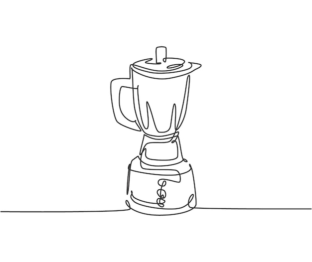 Dibujo de línea continua única de utensilio doméstico de licuadora eléctrica Diseño electrónico de vectores domésticos