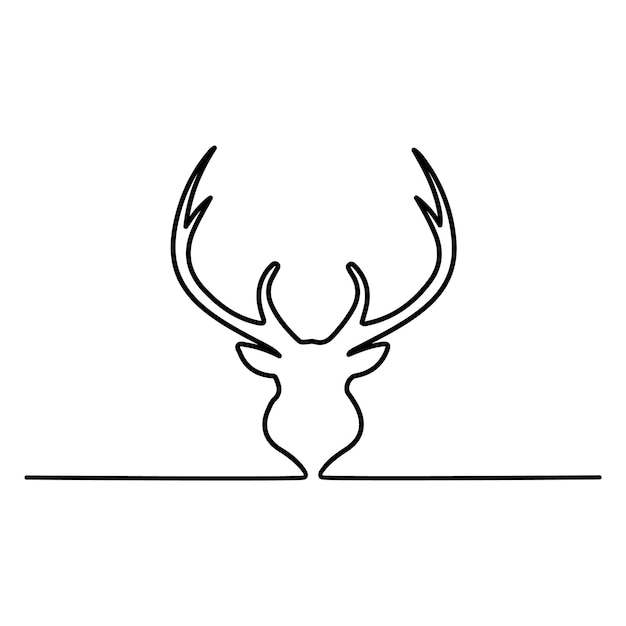 Dibujo de línea continua única del vector de ilustración del ciervo cabeza