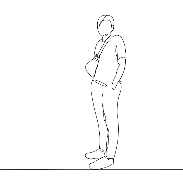 Dibujo de línea continua de varias personas con estilo ilustración vectorial premium