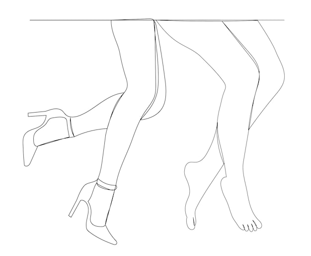 Un dibujo de línea continua del vector aislado de la pierna