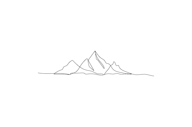 Un dibujo de línea continua del vector de ilustración de la montaña