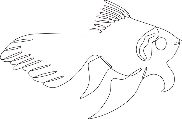 Dibujo de línea continua de vector de pescado
