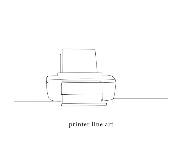dibujo de una línea continua vectorial de la ilustración de la impresora digital