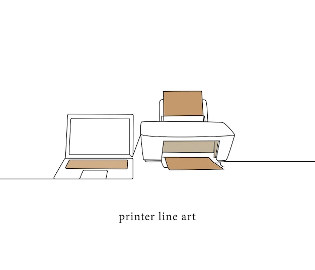 dibujo de una línea continua vectorial de la ilustración de la impresora digital