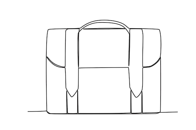 Dibujo de línea continua vectorial de la ilustración vectorial del bolso de oficina de cuero