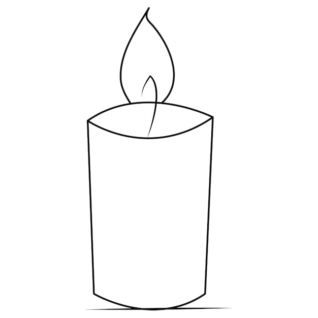 Un dibujo de línea continua de vela encendida y fuego ardiente y vela derretida luz en la oscuridad