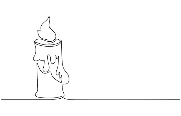 Dibujo de línea continua de la vela Icono de vela de una línea Fondo de dibujo de una línea
