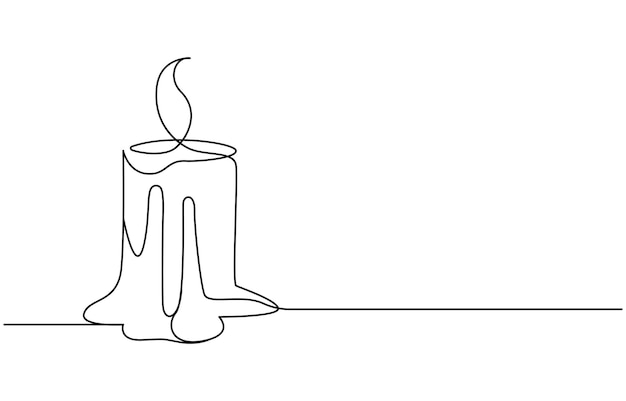 Dibujo de línea continua de la vela Icono de vela de una línea Fondo de dibujo de una línea
