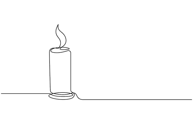 Dibujo de línea continua de la vela Icono de vela de una línea Fondo de dibujo de una línea