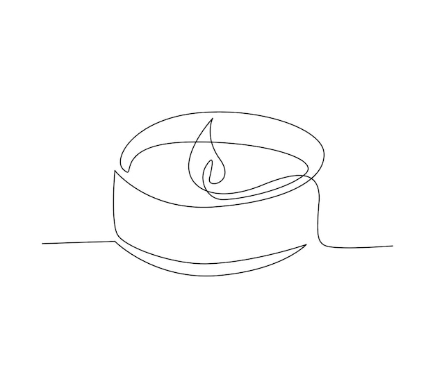 Un dibujo de línea continua de una vela con una llama.