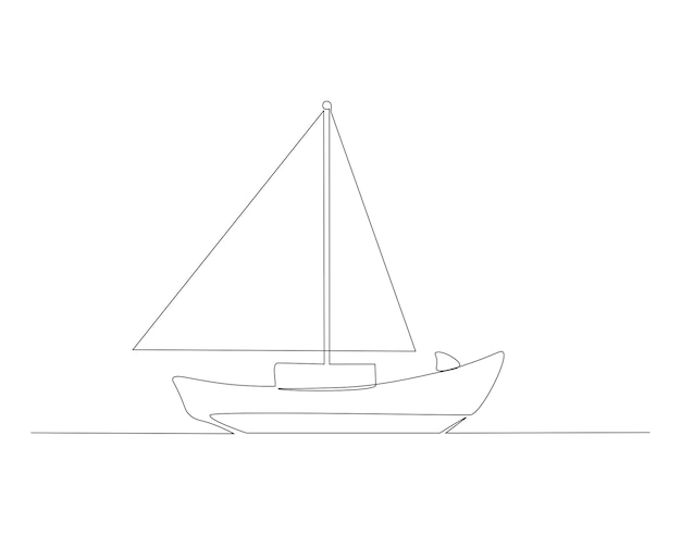 Vector dibujo de línea continua de velero una línea de velero velero para concepto de vacaciones arte de línea continua contorno editable