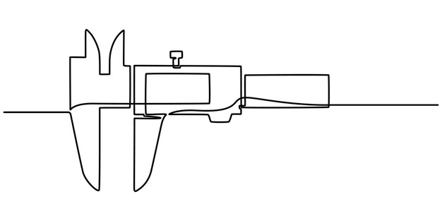 dibujo de una línea continua de Vernier sobre un fondo blanco Un dibujo de línea simple de un Calipe de Vernier