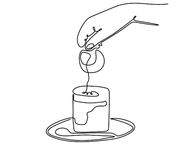 dibujo de línea continua de verter café con ilustración de vector de mano