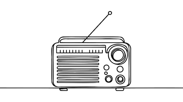 Un dibujo de línea continua de un viejo reproductor de radio clásico retro